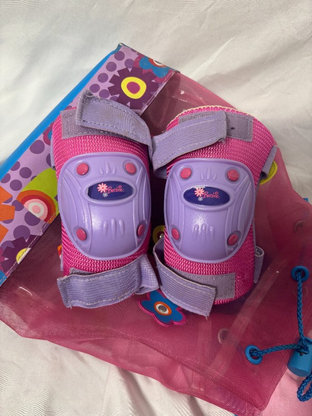 Vintage Y2K Barbie Pink & Purple Kids Protective Pads Set + Carry Backpack
